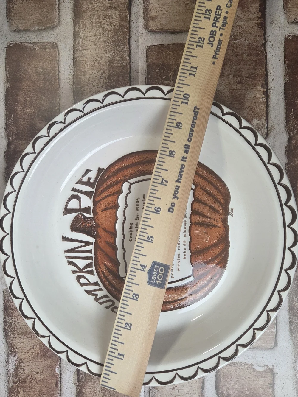 Vintage Pumpkin Pie Serving Plate - White and Brown